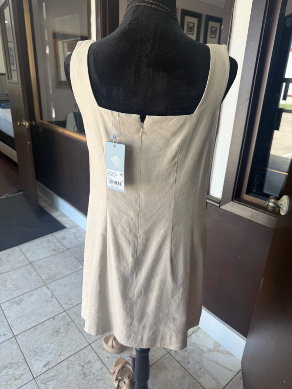 ANTONIO MELANI Cream Sleeveless Dress Summer Linen Blend - Picture 3 of 4